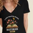 A New Chapter Begins Retired 2026 Floral Book Butterfly Tee Women's Jersey Short Sleeve Deep V-Neck Tshirt