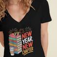 New Year New Chapter Book Lover Reader Women's Jersey Short Sleeve Deep V-Neck Tshirt