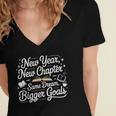 New Year New Chapter Same Dream Bigger Goals 2026 Book Lover Women's Jersey Short Sleeve Deep V-Neck Tshirt New Year New Chapter Same Dream Bigger Goals 2026 Book Lover Women's Jersey Short Sleeve Deep V-Neck Tshirt