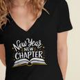 New Year New Chapter Happy New Year 2025 Book Women's Jersey Short Sleeve Deep V-Neck Tshirt