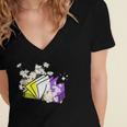 Non-Binary Book Lover Nonbinary Daisy LGBT Reading Pride Women's Jersey Short Sleeve Deep V-Neck Tshirt