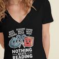 Nothing Beats Reading Rock Paper Scissors Book Lover Women's Jersey Short Sleeve Deep V-Neck Tshirt