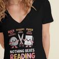 Nothing Goes Beyond Reading Rock Paper Scissors Book Women's Jersey Short Sleeve Deep V-Neck Tshirt Nothing Goes Beyond Reading Rock Paper Scissors Book Women's Jersey Short Sleeve Deep V-Neck Tshirt