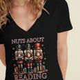Nuts About Reading Nutcracker Reading Book Lover Christmas Women's Jersey Short Sleeve Deep V-Neck Tshirt