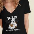 October Reading And Library Awareness Books And Boos Women's Jersey Short Sleeve Deep V-Neck Tshirt October Reading And Library Awareness Books And Boos Women's Jersey Short Sleeve Deep V-Neck Tshirt