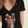 Octopus Book Reading Book Reader Ocean Octopus Women's Jersey Short Sleeve Deep V-Neck Tshirt Octopus Book Reading Book Reader Ocean Octopus Women's Jersey Short Sleeve Deep V-Neck Tshirt