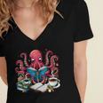Octopus Reading Book Coffee Lover Bookaholic Bookworm Reader Women's Jersey Short Sleeve Deep V-Neck Tshirt Octopus Reading Book Coffee Lover Bookaholic Bookworm Reader Women's Jersey Short Sleeve Deep V-Neck Tshirt