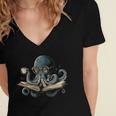 Octopus Reading Book Coffee Book Lover Bookworm Nerd Women's Jersey Short Sleeve Deep V-Neck Tshirt Octopus Reading Book Coffee Book Lover Bookworm Nerd Women's Jersey Short Sleeve Deep V-Neck Tshirt