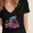 Octopus Reading Book Kraken Book Lover Women's Jersey Short Sleeve Deep V-Neck Tshirt