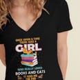 Once Upon A Time There Was A Girl Who Loves Books And Cats Women's Jersey Short Sleeve Deep V-Neck Tshirt