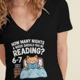 Orange Cat Reading Book 67 Six Seven Meme Women's Jersey Short Sleeve Deep V-Neck Tshirt