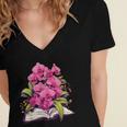 Orchids Flowers Book Floral Women's Jersey Short Sleeve Deep V-Neck Tshirt Orchids Flowers Book Floral Women's Jersey Short Sleeve Deep V-Neck Tshirt
