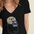 Otter Cute Read Reading Book Librarian Across America Kids Women's Jersey Short Sleeve Deep V-Neck Tshirt