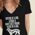 Outside Of A Dog A Book Is Man's Best Friend Apparel Women's Jersey Short Sleeve Deep V-Neck Tshirt