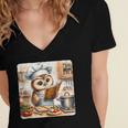 Owl Learning To Cook With Cookbook Chef Apron Stove Cooking Women's Jersey Short Sleeve Deep V-Neck Tshirt Owl Learning To Cook With Cookbook Chef Apron Stove Cooking Women's Jersey Short Sleeve Deep V-Neck Tshirt