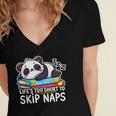 Panda Napping On Books Life’s Too Short To Skip Naps Women's Jersey Short Sleeve Deep V-Neck Tshirt Panda Napping On Books Life’s Too Short To Skip Naps Women's Jersey Short Sleeve Deep V-Neck Tshirt
