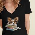 Papillon Books Reading Dog Breed Graphic For Men Women Kids Women's Jersey Short Sleeve Deep V-Neck Tshirt Papillon Books Reading Dog Breed Graphic For Men Women Kids Women's Jersey Short Sleeve Deep V-Neck Tshirt