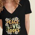 Peace Love Books Librarian Teacher Life Book Library Women's Jersey Short Sleeve Deep V-Neck Tshirt Peace Love Books Librarian Teacher Life Book Library Women's Jersey Short Sleeve Deep V-Neck Tshirt