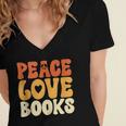 Peace Love Books Men Women Women's Jersey Short Sleeve Deep V-Neck Tshirt