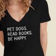 Pet Dogs Read Books Be Happy Women's Jersey Short Sleeve Deep V-Neck Tshirt