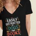 Pet Lover Joke Easily Distracted By Dogs And Books Men Women's Jersey Short Sleeve Deep V-Neck Tshirt Pet Lover Joke Easily Distracted By Dogs And Books Men Women's Jersey Short Sleeve Deep V-Neck Tshirt