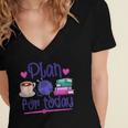 Plan For Today Coffee Yarn Books Sewing Knitter Knitting Women's Jersey Short Sleeve Deep V-Neck Tshirt