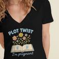 Plot Twist I'm Pregnant Literary Pregnancy Announcement Book Women's Jersey Short Sleeve Deep V-Neck Tshirt Plot Twist I'm Pregnant Literary Pregnancy Announcement Book Women's Jersey Short Sleeve Deep V-Neck Tshirt