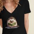 Porcupine Reading Book Hedgehog Book Lover Women's Jersey Short Sleeve Deep V-Neck Tshirt Porcupine Reading Book Hedgehog Book Lover Women's Jersey Short Sleeve Deep V-Neck Tshirt