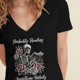 Probably Reading Something Unholy Book Lovers Women's Jersey Short Sleeve Deep V-Neck Tshirt Probably Reading Something Unholy Book Lovers Women's Jersey Short Sleeve Deep V-Neck Tshirt