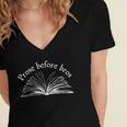 Prose Before Bros Book Lover Literary Reading Women's Jersey Short Sleeve Deep V-Neck Tshirt Prose Before Bros Book Lover Literary Reading Women's Jersey Short Sleeve Deep V-Neck Tshirt