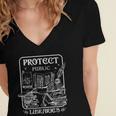 Protect Public Libraries Support Local Librarian Book Lover Women's Jersey Short Sleeve Deep V-Neck Tshirt