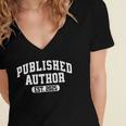 Proud Published Author 2025 Mom Dad Vintage Poet Book Writer Women's Jersey Short Sleeve Deep V-Neck Tshirt