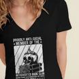 PROUDLY ANTI-SOCIAL MEMBER OF THE Introverted Book Club Women's Jersey Short Sleeve Deep V-Neck Tshirt PROUDLY ANTI-SOCIAL MEMBER OF THE Introverted Book Club Women's Jersey Short Sleeve Deep V-Neck Tshirt