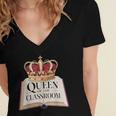 Queen Of The Classroom Appreciation Royal Crown Book Women's Jersey Short Sleeve Deep V-Neck Tshirt Queen Of The Classroom Appreciation Royal Crown Book Women's Jersey Short Sleeve Deep V-Neck Tshirt