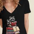 Raccoon Reading Books Matching Bookworm Readers Librarian Women's Jersey Short Sleeve Deep V-Neck Tshirt Raccoon Reading Books Matching Bookworm Readers Librarian Women's Jersey Short Sleeve Deep V-Neck Tshirt