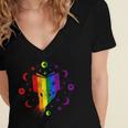 Rainbow Book With Stars And Moon Phases Gay Pride LGBT Women's Jersey Short Sleeve Deep V-Neck Tshirt