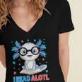 I Read Alotl Cute Axolotl Reading Book Lover Women's Jersey Short Sleeve Deep V-Neck Tshirt