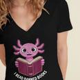 I Read Banned Books Axolotl Reading Women's Jersey Short Sleeve Deep V-Neck Tshirt
