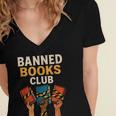Read Banned Books Club Freely Anti-Censorship Librarian Women's Jersey Short Sleeve Deep V-Neck Tshirt