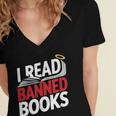 I Read Banned Books Defiant And Bold Women's Jersey Short Sleeve Deep V-Neck Tshirt