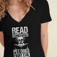 Read Banned Books PET DOGS FIGHT EVIL Read Banned Books Dog Women's Jersey Short Sleeve Deep V-Neck Tshirt