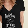 Read Banned Books PET DOGS FIGHT EVIL Read Books Reader Women's Jersey Short Sleeve Deep V-Neck Tshirt Read Banned Books PET DOGS FIGHT EVIL Read Books Reader Women's Jersey Short Sleeve Deep V-Neck Tshirt