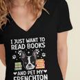 Read Books & Pet My Frenchton Owner Frenchton Lover Women's Jersey Short Sleeve Deep V-Neck Tshirt
