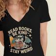 Read Books Be Kind Stay Weird Book Dragon Skeleton Reading Women's Jersey Short Sleeve Deep V-Neck Tshirt Read Books Be Kind Stay Weird Book Dragon Skeleton Reading Women's Jersey Short Sleeve Deep V-Neck Tshirt
