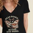 Read Books Be Kind Stay Weird Moth Coffee Lover Reading Women's Jersey Short Sleeve Deep V-Neck Tshirt Read Books Be Kind Stay Weird Moth Coffee Lover Reading Women's Jersey Short Sleeve Deep V-Neck Tshirt
