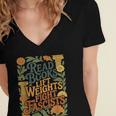 Read Books Lift Weights Fight Fascists Reading Lover Women's Jersey Short Sleeve Deep V-Neck Tshirt