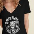 Read Books Lift Weights Fight Fascists Reading Men Women Women's Jersey Short Sleeve Deep V-Neck Tshirt Read Books Lift Weights Fight Fascists Reading Men Women Women's Jersey Short Sleeve Deep V-Neck Tshirt
