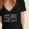 Read Books Stay Weird Sign Language ASL Teacher Book Lover Women's Jersey Short Sleeve Deep V-Neck Tshirt Read Books Stay Weird Sign Language ASL Teacher Book Lover Women's Jersey Short Sleeve Deep V-Neck Tshirt