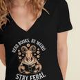 Read Books Be Weird Stay Feral Goat Women's Jersey Short Sleeve Deep V-Neck Tshirt Read Books Be Weird Stay Feral Goat Women's Jersey Short Sleeve Deep V-Neck Tshirt