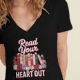 Read Your Heart Out Book Lover Reading Enthusiasts Floral Women's Jersey Short Sleeve Deep V-Neck Tshirt Read Your Heart Out Book Lover Reading Enthusiasts Floral Women's Jersey Short Sleeve Deep V-Neck Tshirt